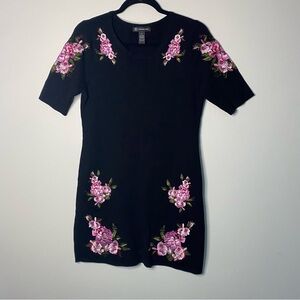 INC International Concepts Black Dress or Tunic with Pink Floral Details